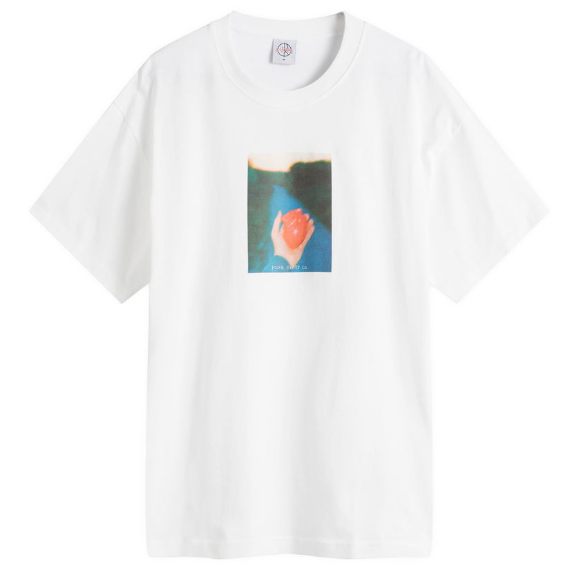 T-paita Polar Skate Co. Polar Skate Co. Heart in Hand Graphic T-Shirt, Size Large Valkoinen | PSC-SP25-14