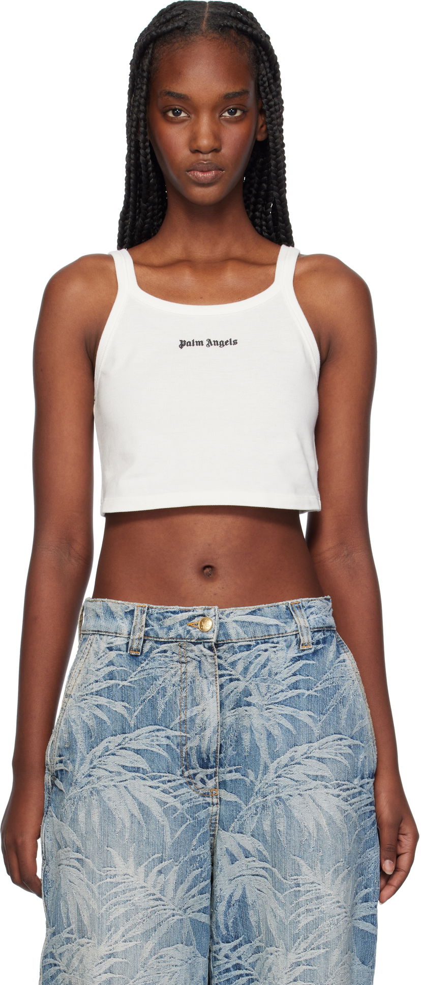 Tankkitoppi Palm Angels Logo Tank Top Valkoinen | PWAD060C99FAB0020310