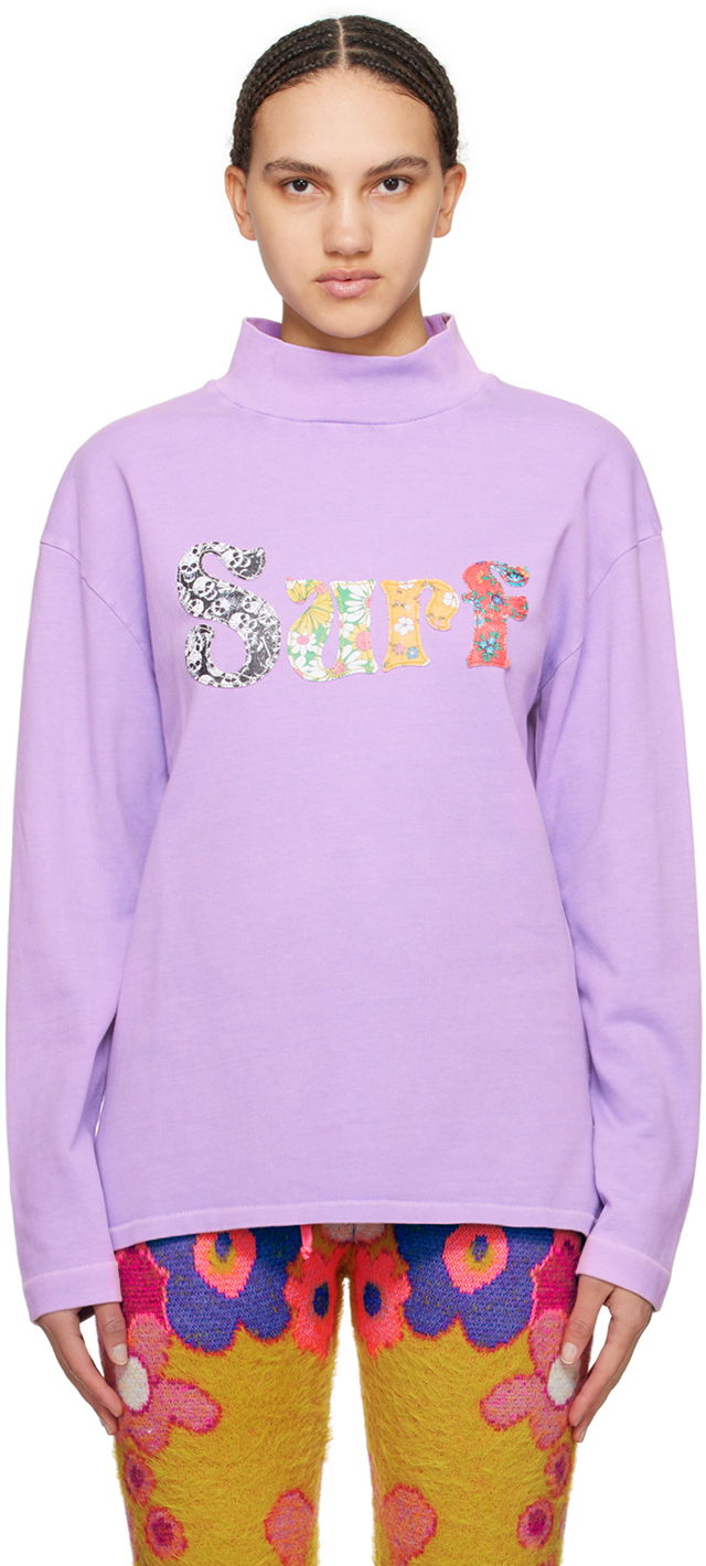 Huppari ERL 'Surf' Long Sleeve T-Shirt Violetti | ERL08T009