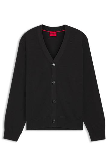 Villapaita BOSS Cotton cardigan with knitted structure Musta | 50551509, 0