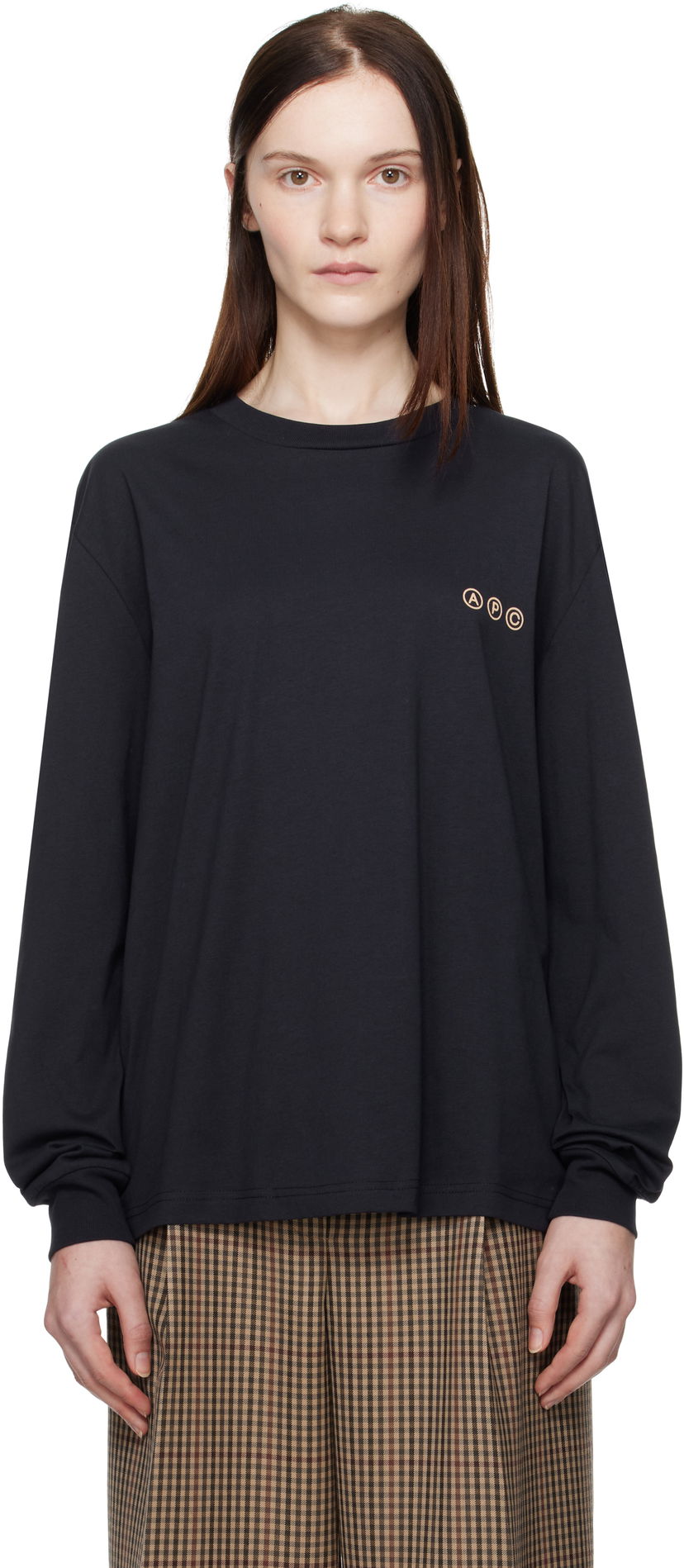 T-paita A.P.C. Long Sleeve Adresse T-Shirt Tummansininen | COHBM-M26438