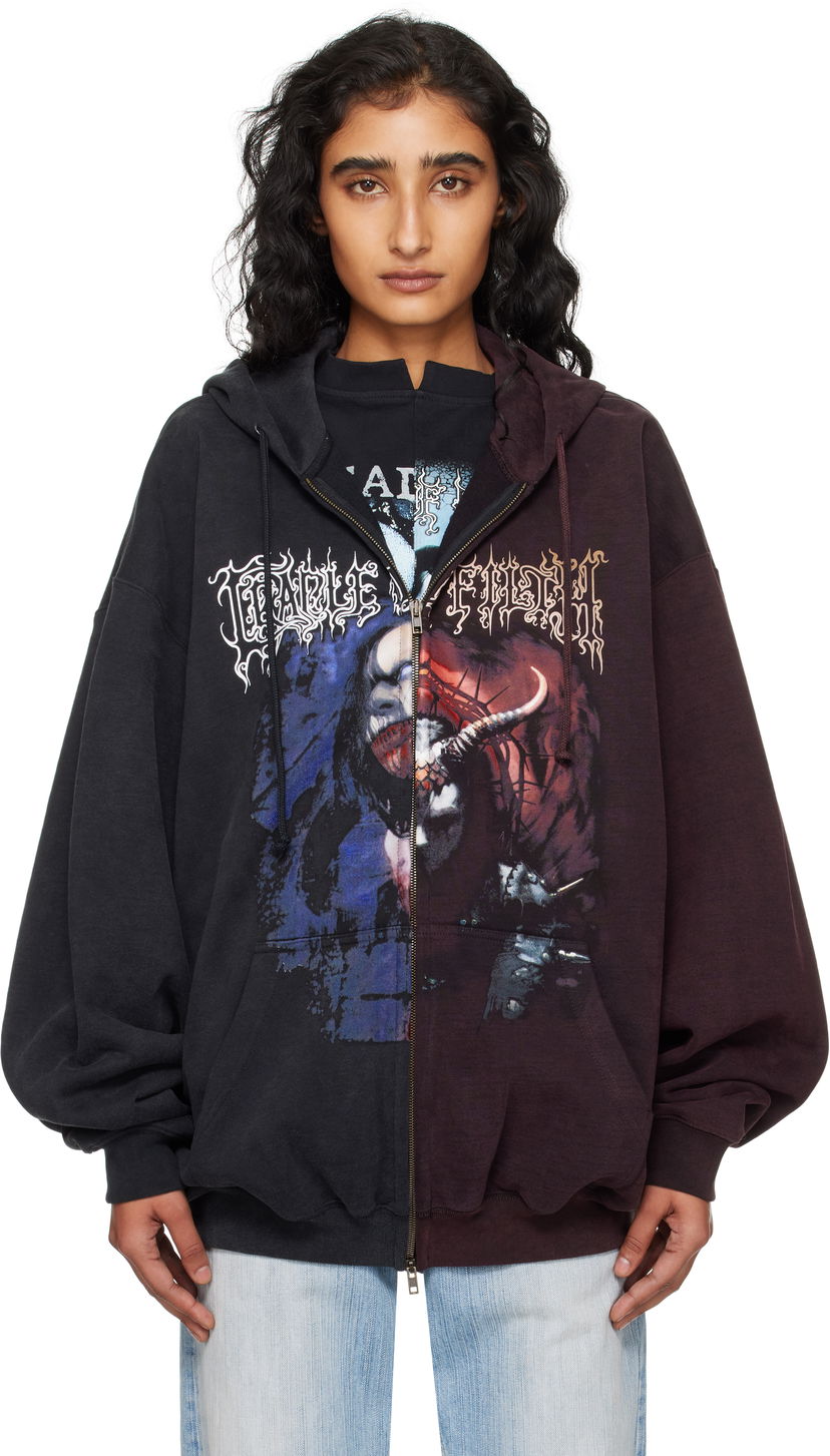 Huppari VETEMENTS Vetements Cradle of Filth Oversized Zip-Up Hoodie Musta | UCF76ZU900BR