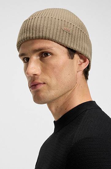 Pipo BOSS Fisherman-style beanie in a wool blend Beige | 50551019, 1