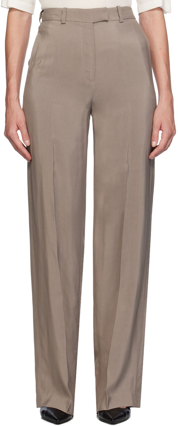 Housut Anine Bing Anine Bing Dolan Wide-Leg Trousers Beige | A-03-3343-TPU23