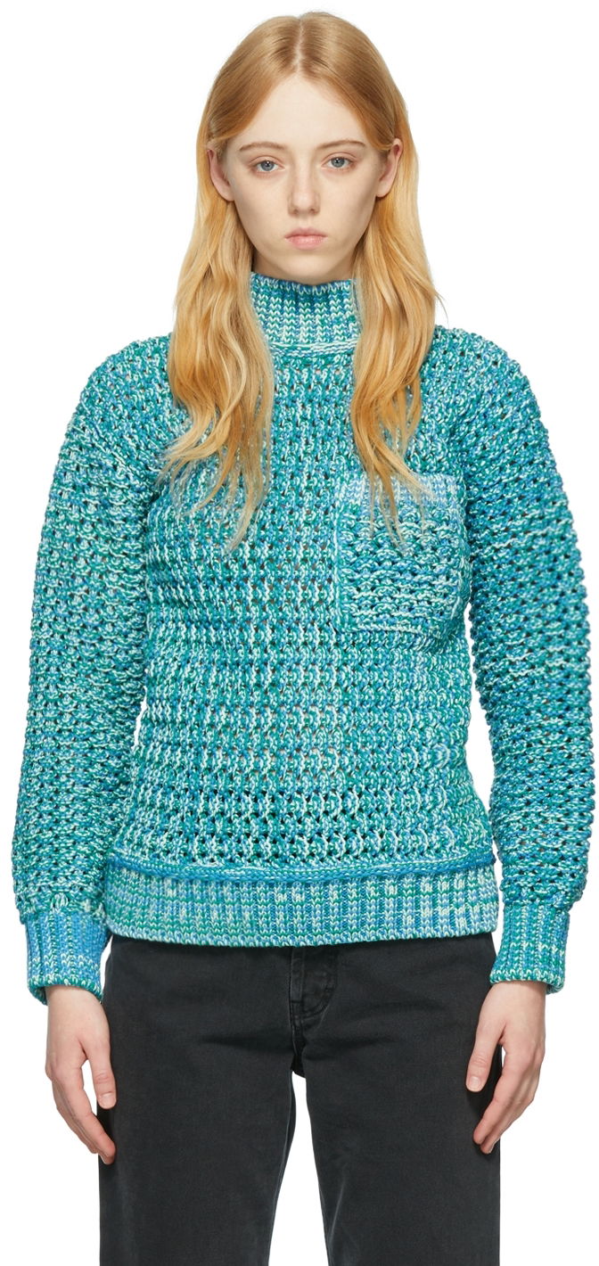 Villapaita Ambush Knit Cotton Turtleneck Turkoosi | BMHA009S22KNI0014300