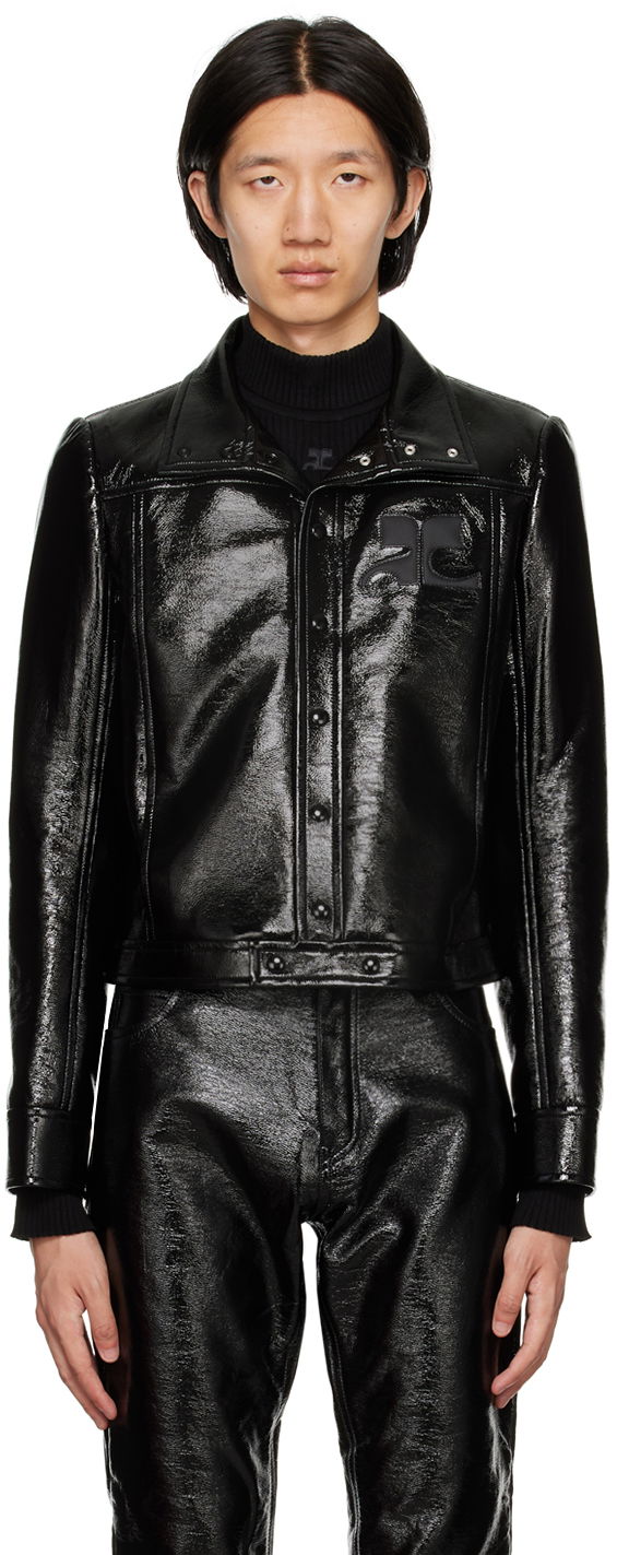 Takki Courrèges Courrèges Crinkled Vinyl Jacket Musta | 123CBL017VY0014