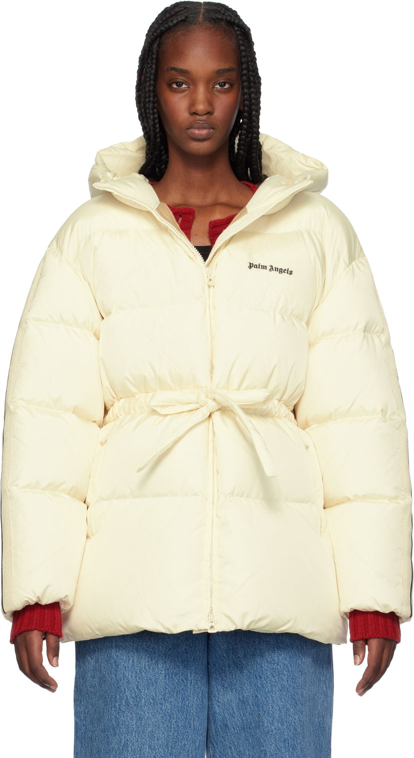 Puffer takki Palm Angels Waist Belt Down Valkoinen | PWED020F24FAB0010310