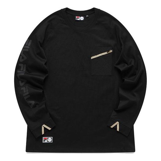 T-paita FILA Fila Logo Print Sport Loose Fit Long Sleeve T-Shirt Musta | T11U116201F-BK
