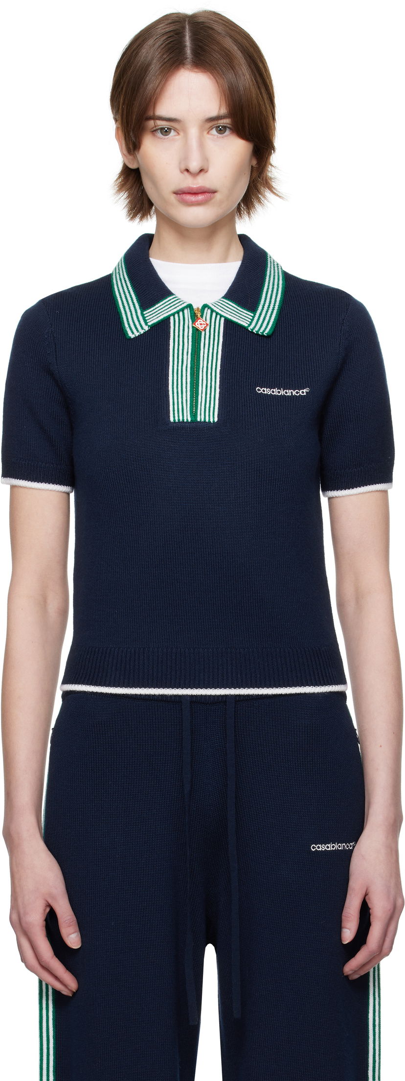 Villapaita Casablanca Casablanca Knit Tennis Polo Tummansininen | WPS25-KW-856-02