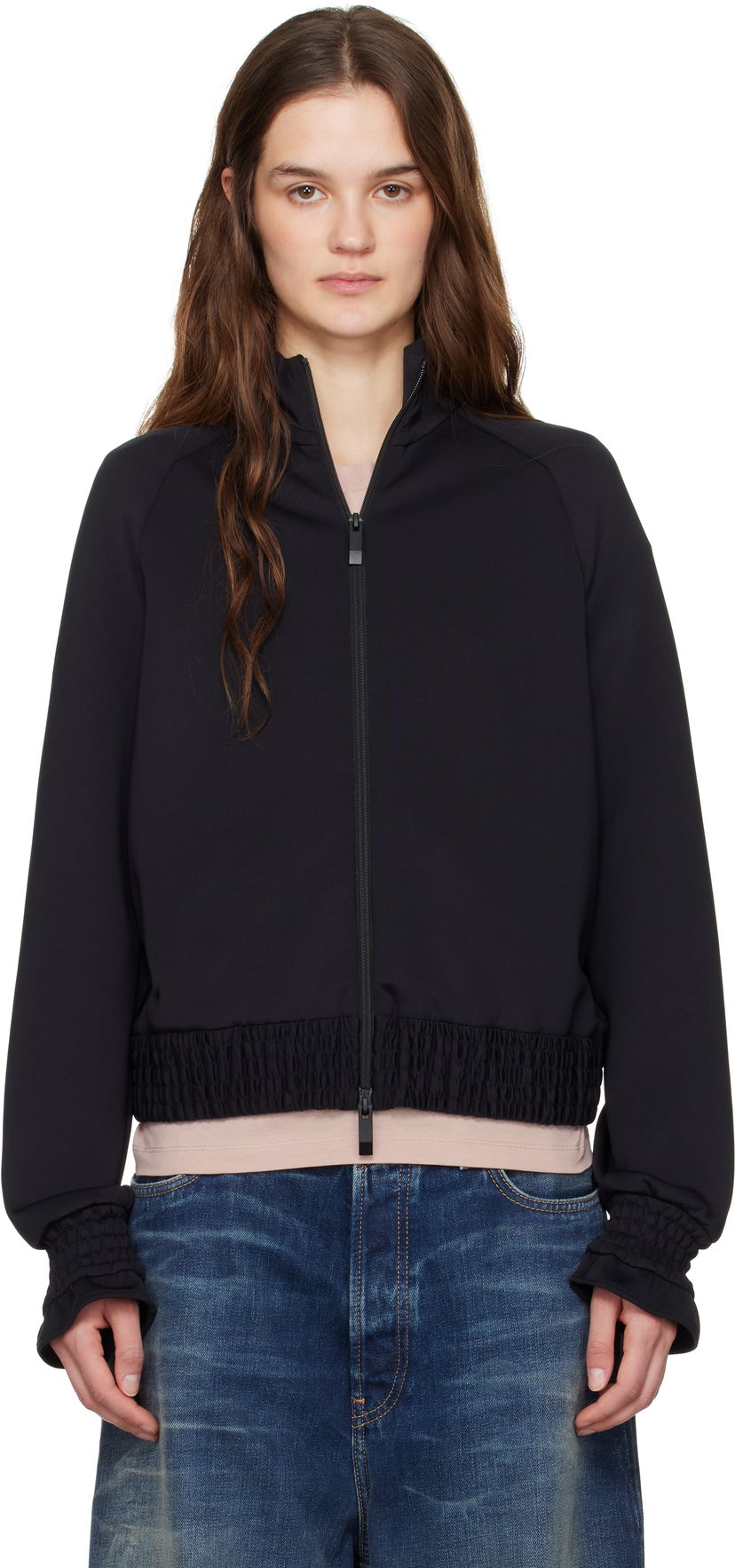 Bomber-takki Moncler Moncler Neoprene Zip-Up Jacket Musta | K10938G0000789ABK