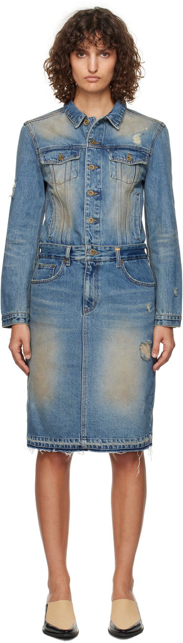 Mekko We11done We11done Washed Denim Midi Dress Sininen | WD-DO3-24-304-W-BL, 0