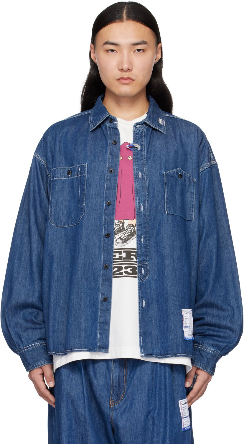 Paita Maison MIHARA YASUHIRO Maison MIHARA YASUHIRO Cotton Tencel Long-Sleeve Denim Shirt Sininen | I12SH002