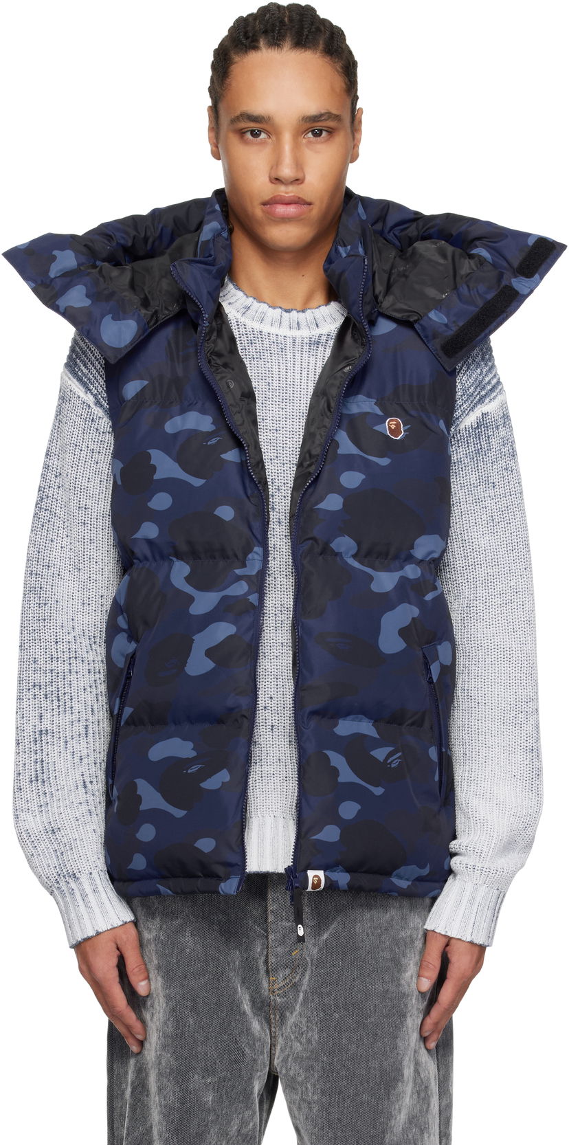 Liivi BAPE A Bathing Ape Camo Down Vest Sininen | 001DNK801005M
