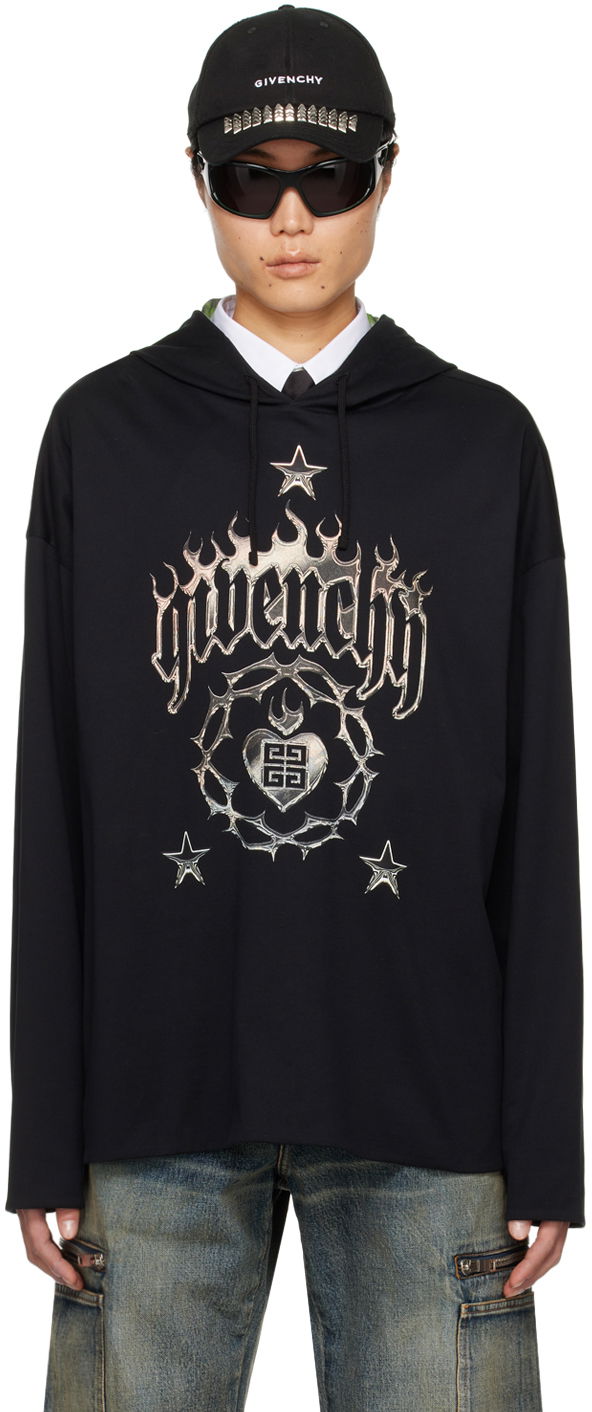 Huppari Givenchy Dropped Shoulder Hoodie Musta | BM71KD3YHU960