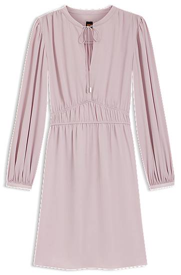 Mekko BOSS Crinkle-Satin Mini Dress with Gathered Waist Vaaleanpunainen | 50544038