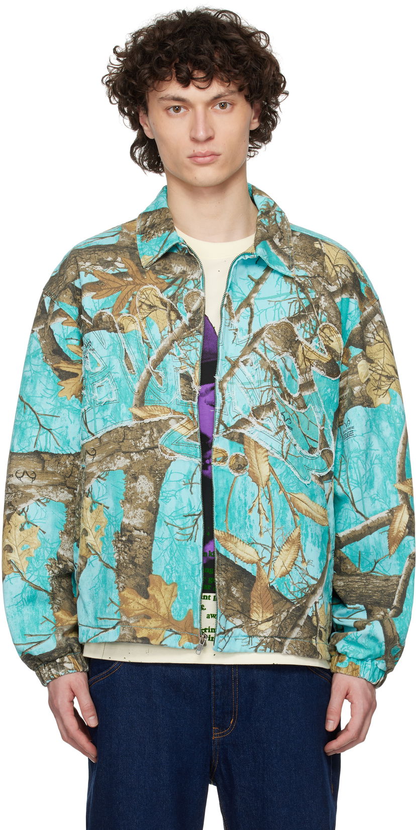 Tuulitakki Awake NY Awake NY Frayed Script Coach Jacket Turkoosi | AWK-SP25-OT004