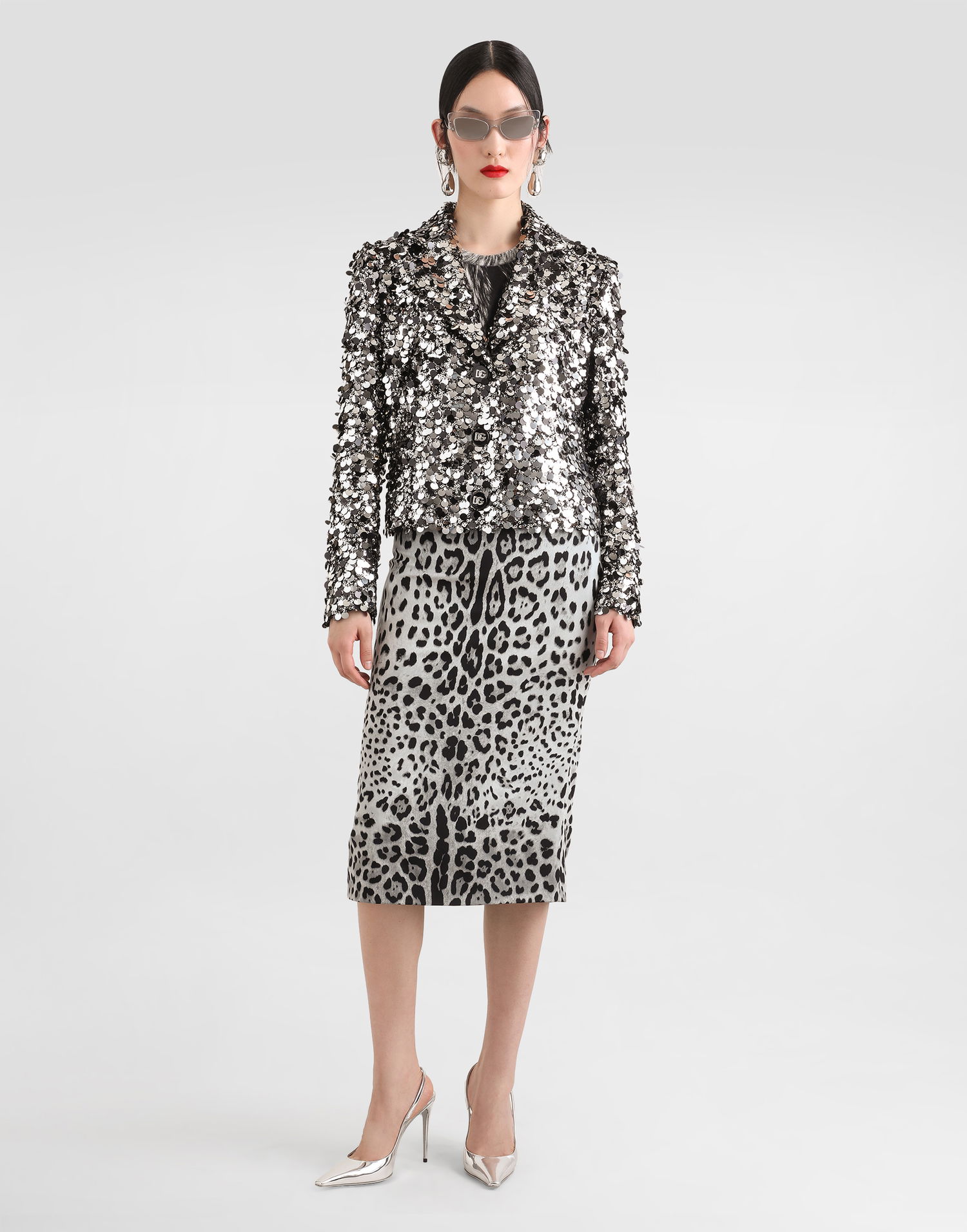 Tankkitoppi Dolce & Gabbana Dolce & Gabbana Silk Tank Top with Fur Print Harmaa | FXT04TJAHLAHI3VQ, 1