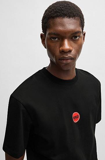 T-paita BOSS Hugo Cotton-Jersey T-Shirt with Racing Logos Musta | 50530647, 1