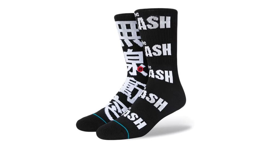 Sukat Stance The Clash Radio Crew Socks Musta | A556D21RAD-BLK
