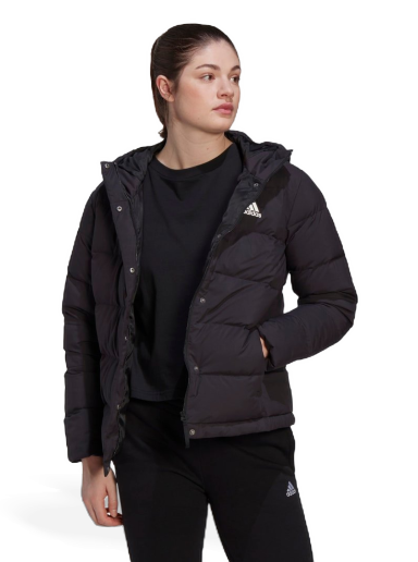 Puffer takki adidas Originals Helionic Hooded Down Jacket Musta | HG8747