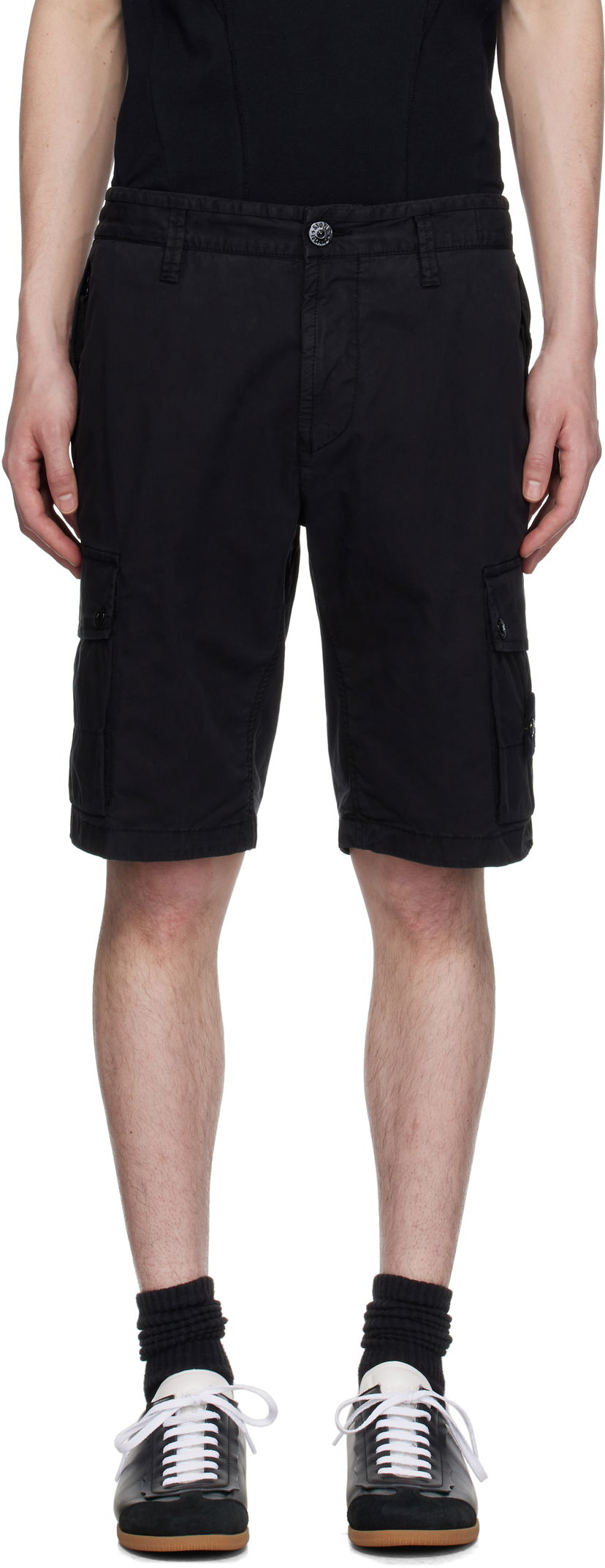 Shortsit Stone Island Stone Island Supima Cotton Twill Stretch-TC Cargo Shorts Musta | K1S15L100011S0010
