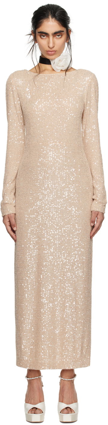 Mekko Anna Sui Sequined Midi Dress Beige | 424S71