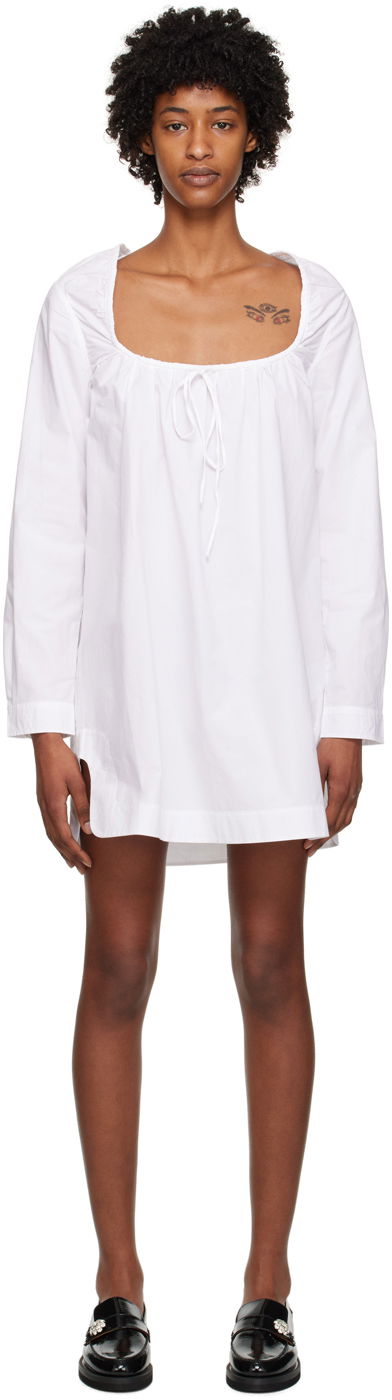 Mekko GANNI GANNI Square Neck Minidress Valkoinen | F7707, 0