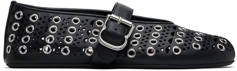 Tennarit ja kengät Alaïa ALAÏA Vienne Lambskin Eyelets Ballerina Flats Musta | AA3A029CK277