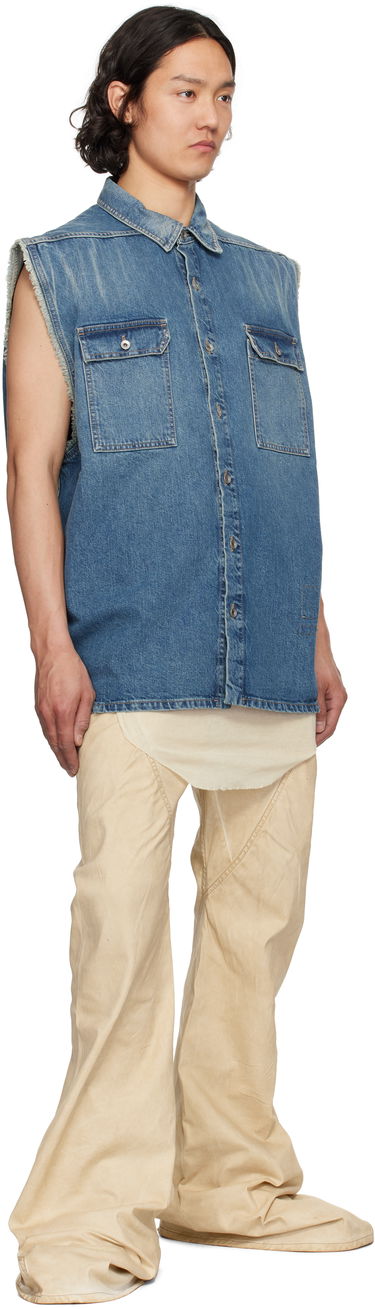 Paita Rick Owens Rick Owens DRKSHDW Hollywood Jumbo Denim Sleeveless Overshirt Sininen | DU01E3764 DWB, 3