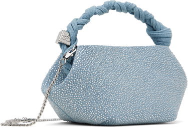 Käsilaukku GANNI GANNI Mini Bou Bag with Rhinestones and Knotted Handle Sininen | A6655, 2