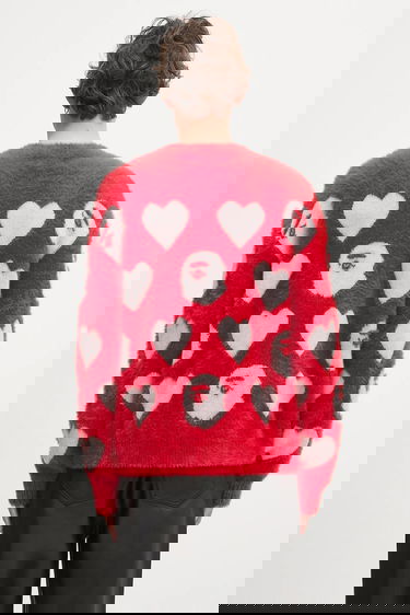 Villapaita BAPE A Bathing Ape I Love Bape Monogram Fuzzy Sweater Punainen | 1K80220006, 4