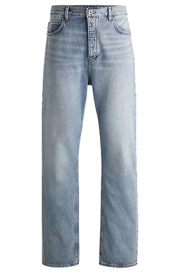 Jeans BOSS Baggy-Fit Heavyweight Cotton Denim Jeans Sininen | 50511893