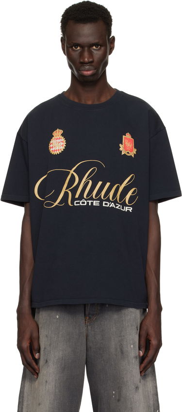 T-paita Rhude Rhude Script Crest T-Shirt Tummansininen | RHPS25TT07012, 0