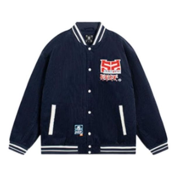 Bomber-takki Li-Ning BadFive Graphic Cotton Baseball Jacket Sininen | AJMS113-1
