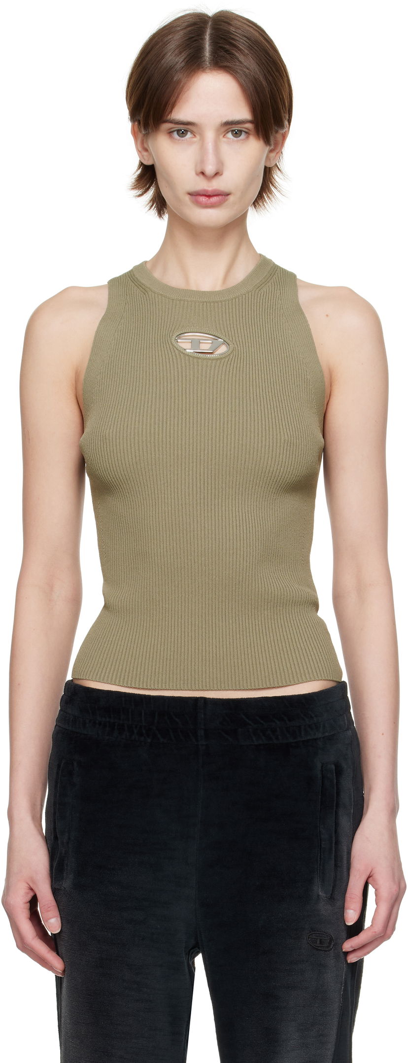 Tankkitoppi Diesel Diesel M-Caddix Ribbed Tank Top Vihreä | A17450 0DLAX