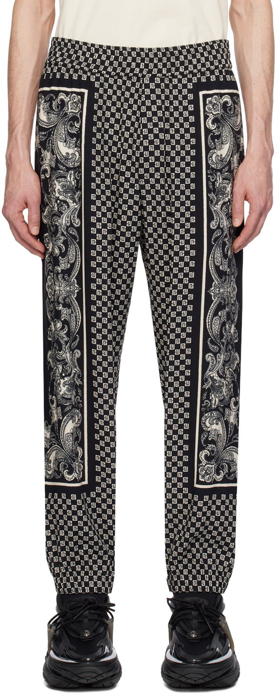 Housut Balmain Mini Monogram Trousers Musta | CH1PO092VE27