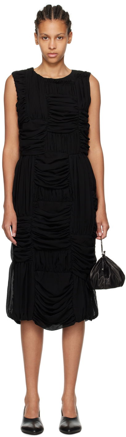 Mekko Comme des Garçons Comme des Garçons Ruched Midi Dress Musta | RM-O012-051