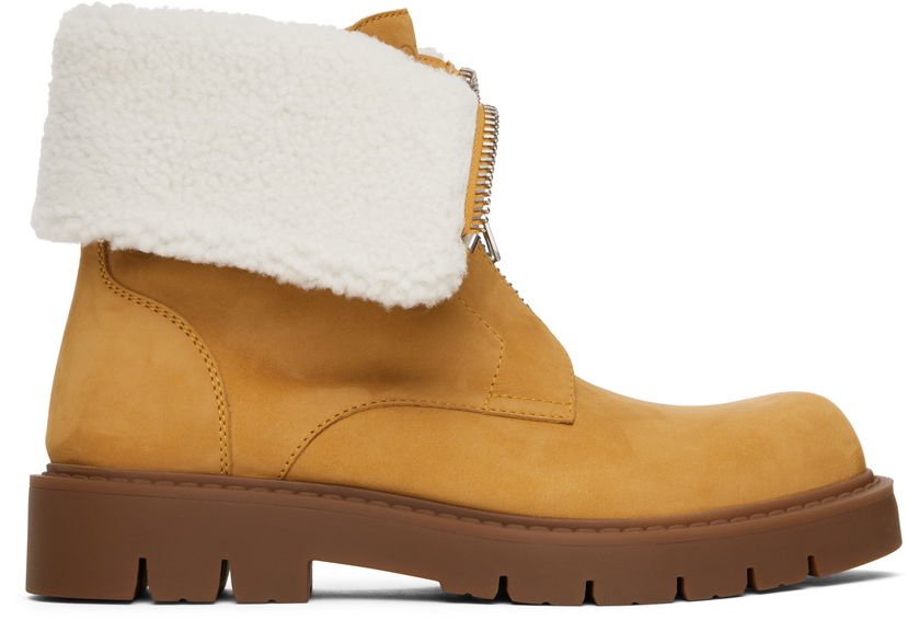 Tennarit ja kengät Bottega Veneta Bottega Veneta Haddock Shearling Trim Ankle Boots Keltainen | 796712 V3J01
