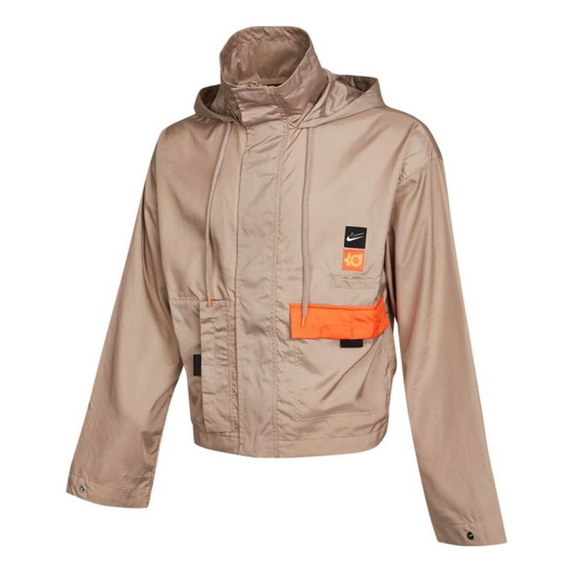 Tuulitakki Nike KD Swoosh Embroidered Pattern Woven Basketball Jacket Beige | CV2404-245