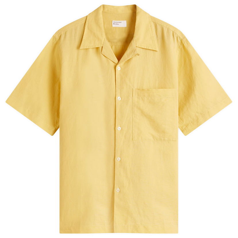 Paita Universal Works Universal Works Linen Cotton Camp Shirt, Size Large Keltainen | P32032-LEM