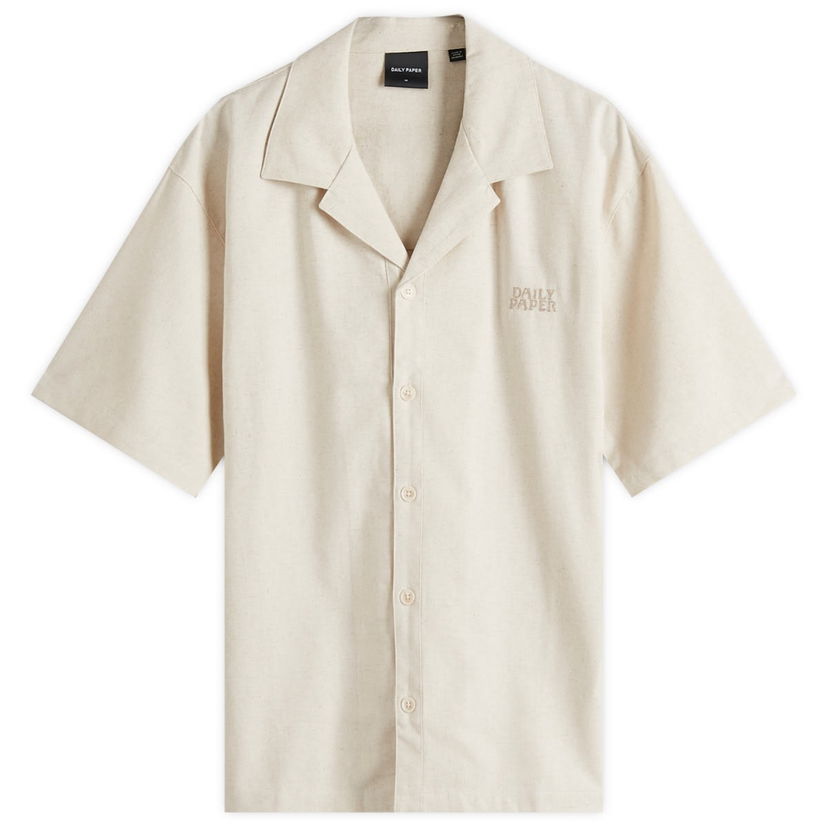 Paita DAILY PAPER Daily Paper Logo Vacation Shirt, Size Large Beige | 2511123