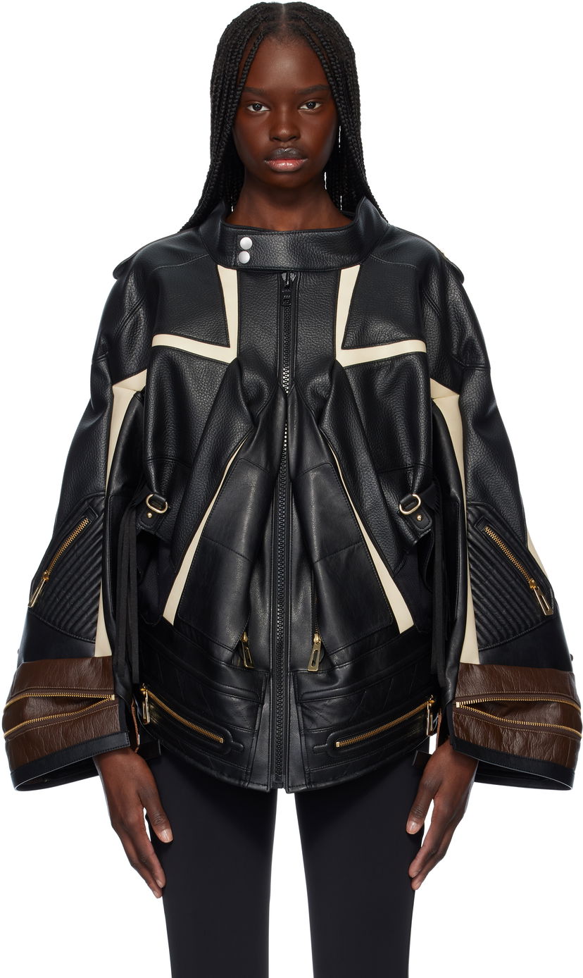 Takki Junya Watanabe Junya Watanabe Komine Protector Faux-Leather Jacket Musta | JO-J003-051-1