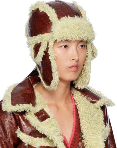 Takki Anna Sui Anna Sui Curly Aviator Faux-Leather Hat Ruskea | 824A90, 1
