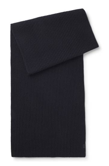 Huivi BOSS BECKHAM x BOSS ribbed knit virgin wool and cashmere scarf Musta | 50552883