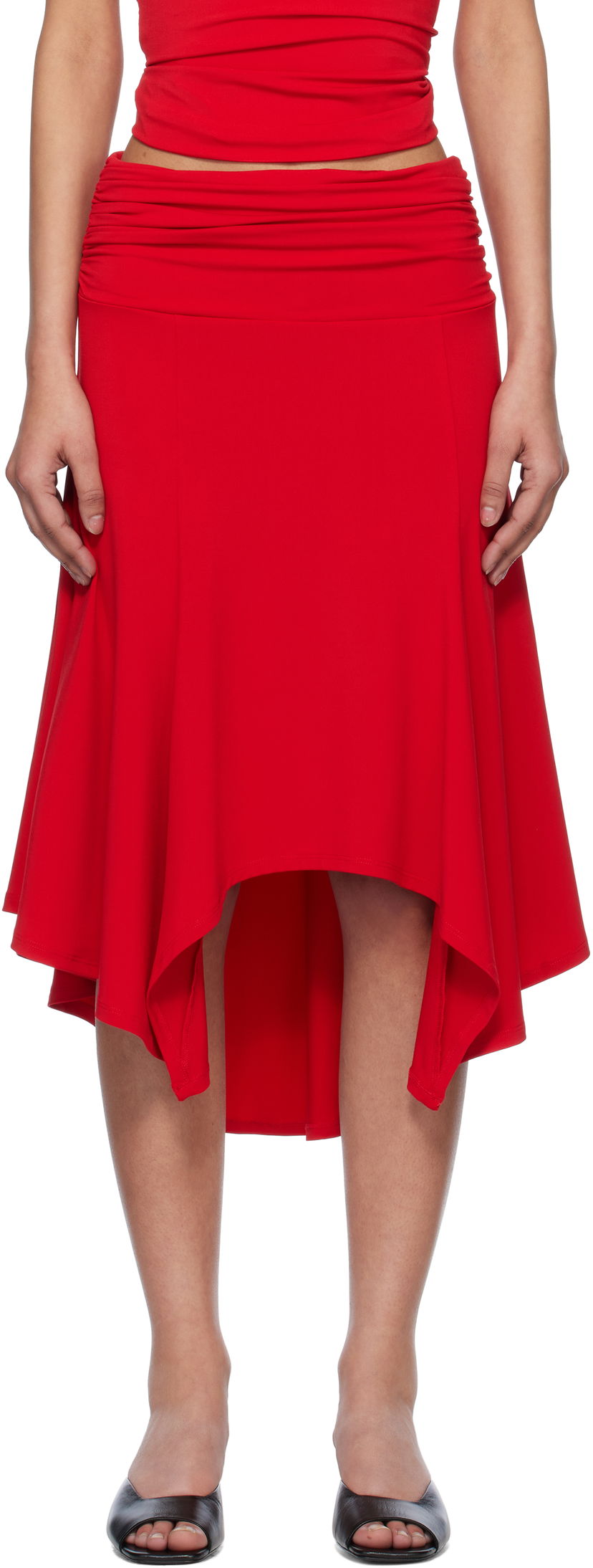 Hame GUIZIO Guizio Soffiano High-Low Midi Skirt Punainen | S25328K012