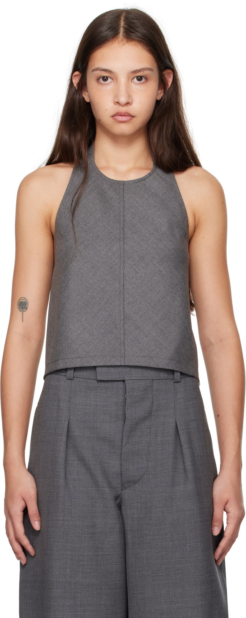 Tankkitoppi WARDROBE.NYC WARDROBE.NYC Halter Neck Sleeveless Top Harmaa | W1058F24FL