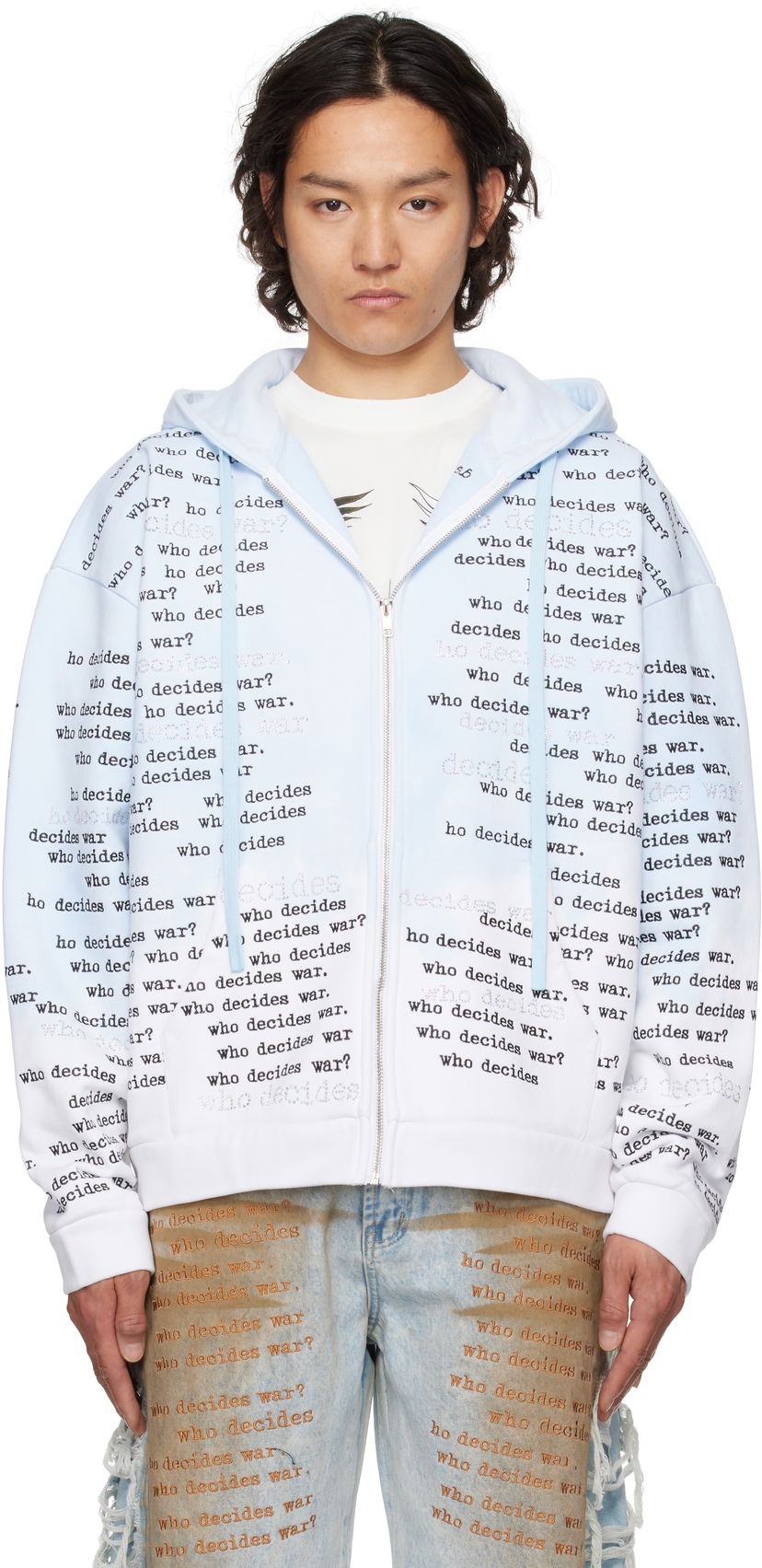 Huppari Who Decides War Who Decides War WDW Scripture Zip-Up Hoodie Sininen | 1110570008SS25