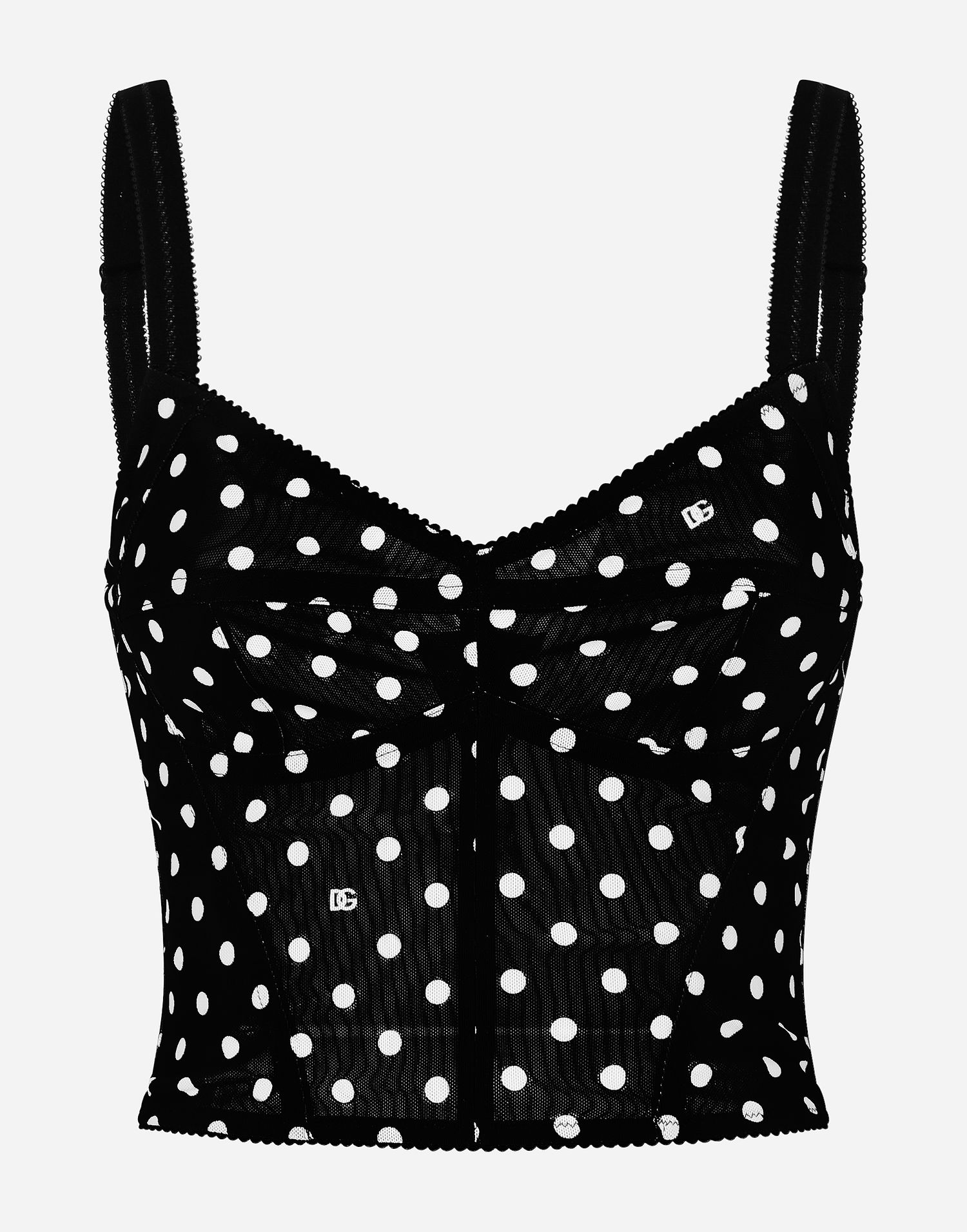 Tankkitoppi Dolce & Gabbana Polka Dot Marquisette Corset Top Musta | F7AB7TFSUBGHNZQW, 0