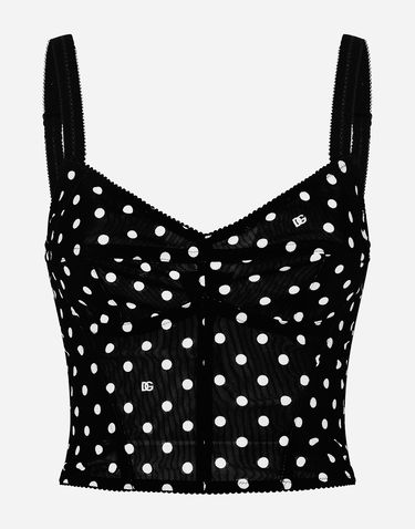 Tankkitoppi Dolce & Gabbana Polka Dot Marquisette Corset Top Musta | F7AB7TFSUBGHNZQW, 0