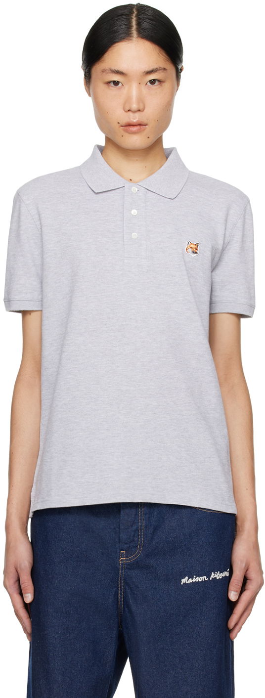 Poolopaita MAISON KITSUNÉ Fox Head Polo Harmaa | LM00208KJ7002H120